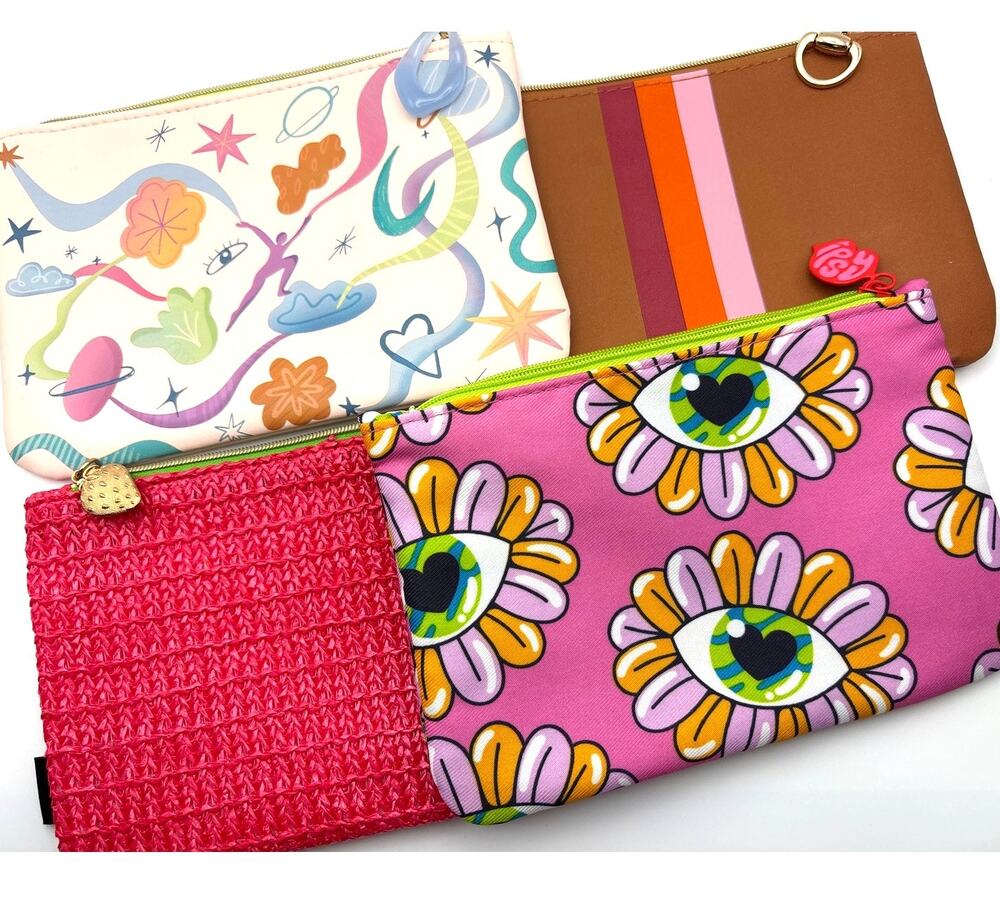 IPSY Makeup / Small Cosmetic Glam Bags Set of Four (4) Assorted Designs NEW